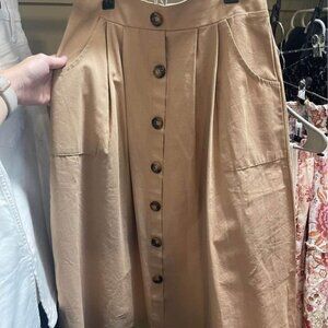 Women's Tan Button Down Skirt